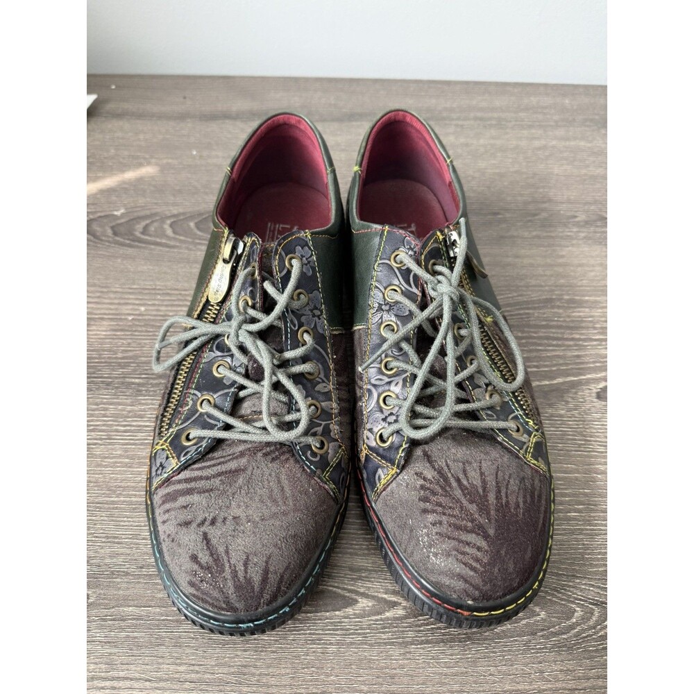 L'Artiste Spring Step Danli-Grym Lace Zipper Leather Sneaker Women US 9.5 EU 41